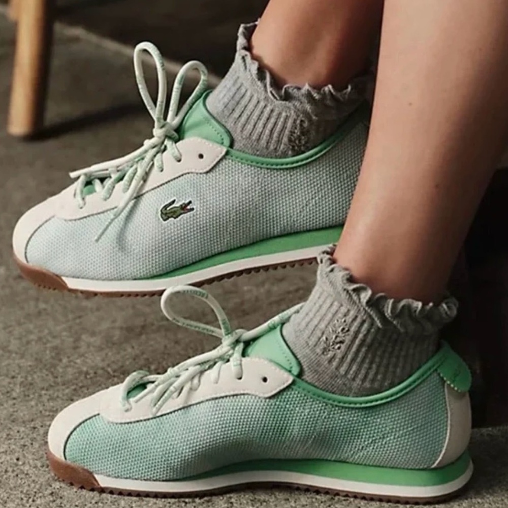 NWT in box Sz 9.5 Lacoste For FP Mvmt Club Low Sneakers green /off white combo